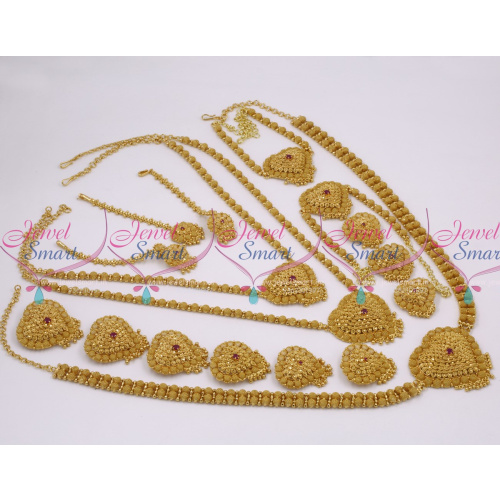 BR520S1016 South Indian Handmade Full Bridal Jewellery Set Gold Plated Unique Design Jewellery Online