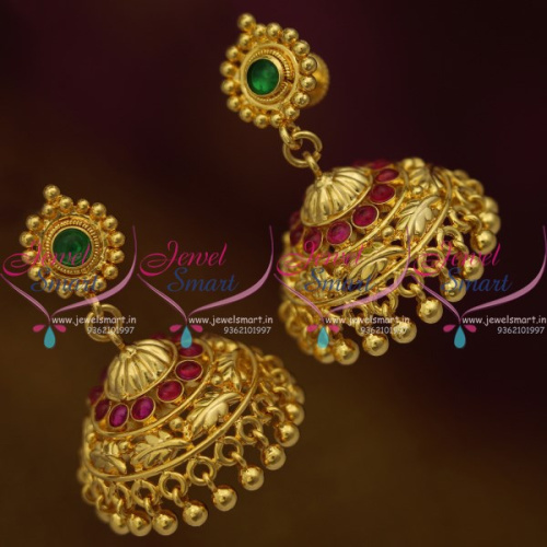 J9954 Leaf Design Handmade South Indian Screw Back Jhumka Earrings Buy Online 