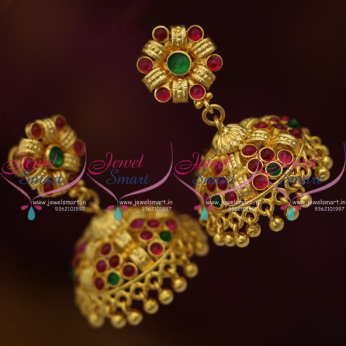 J9956 Fancy Design Screw Back Jhumka Earrings South Indian Fashion Jewellery Online