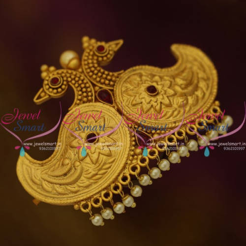 H9899 Peacock Design Nakshi Matte Gold Plated Latest Hair Clips Imitation Jewellery Online