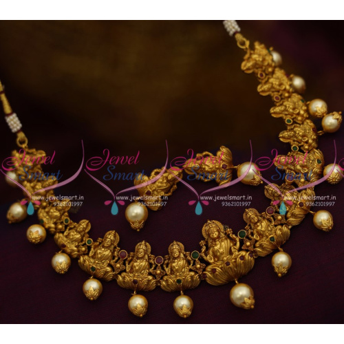 NL10074 Matte Finish Temple Necklace South Indian Traditional Jewellery Design Collections