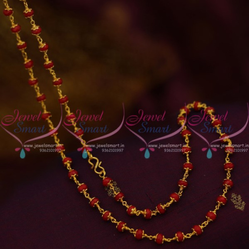 Red Opaque Crystal Floral Gold Caps Link Chain 23 Inches Casual Wear Jewellery Online CS15SM1016 