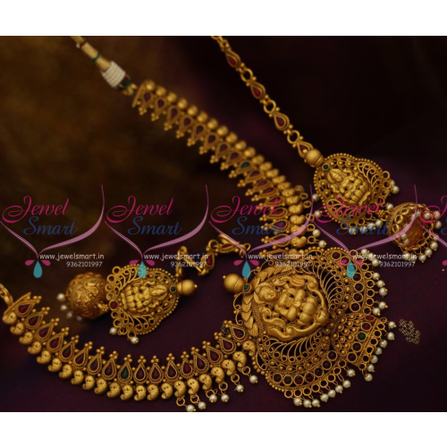 NL10284 South Indian Traditional Wedding Jewellery Grand Necklace Earchain Jhumka Online