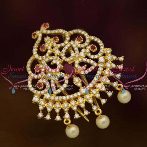 H10131 Medium Size CZ Ruby White Hair Jewellery Decoration Choti Single Piece Premium Products Online