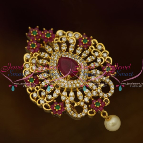H10139 Medium Size Floral Design CZ U Pin Hair Accessory Imitation Choti Wedding Kondai Decoration Online