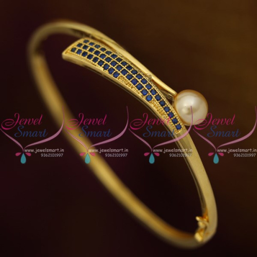B10270 Sapphire Blue Stones Small Size Stylish Smooth Finish Open Type Bracelets Fashion Jewellery Buy Online