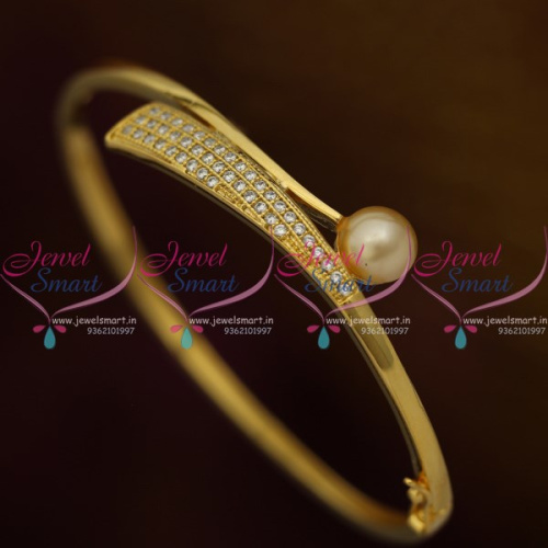 B10271 AD White Stones Small Size Stylish Smooth Finish Open Type Bracelets Fashion Jewellery Buy Online