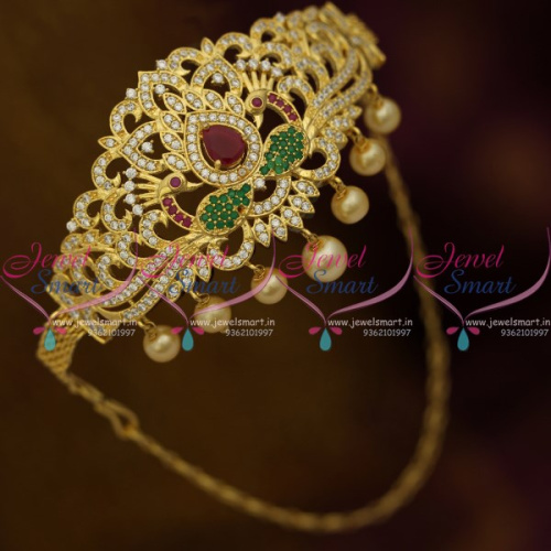 AR10308 Ruby Emerald AD White Stones Gold Plated Floral Design Bridal Jewellery Vanki Adjustable Free Size Buy Online