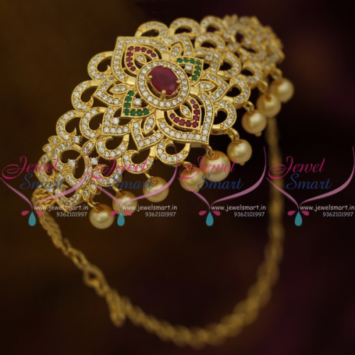 AR10310 Chain Vanki Bajuband Latest Adjustable Size Sparkling Stones Gold Plated Ethnic Jewellery