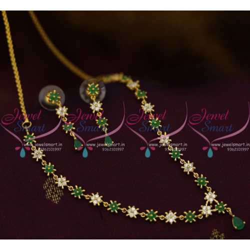 NL10256 Simple Thin AD Star Design Green White Stones Fashion Jewellery Low Price Gold Plated Short Necklace