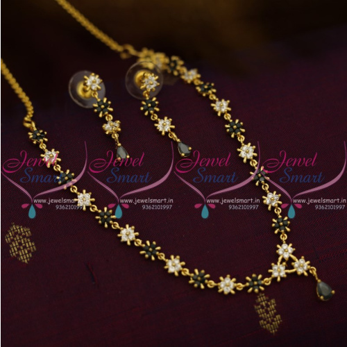 NL10261 Simple Thin AD Star Design Black White Colour Stones Fashion Jewellery Low Price Gold Plated Short Necklace