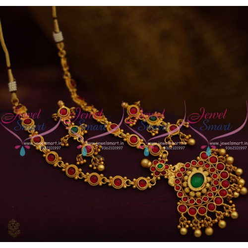 NL10207 South Indian Traditional Kemp Necklace Matte Finish Handmade Imitation Jewellery Online