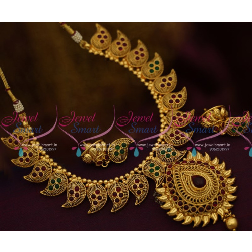NL10287 Kemp Multi Colour Mango Beads Design Antique Gold Plated Short Necklace Buy Online