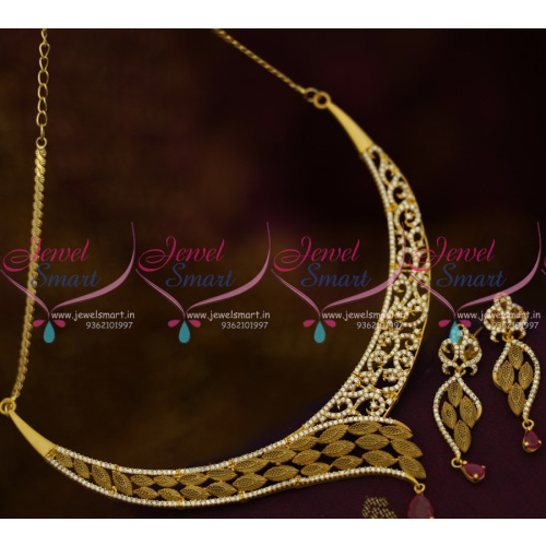 NL10238 Matte Antique Gold Stylish Double Design AD Stone Jewellery Shop Online