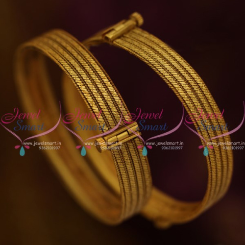 B10247 Matte Gold Screw Open Plain Chain Link Design Latest Imitation Jewellery Online