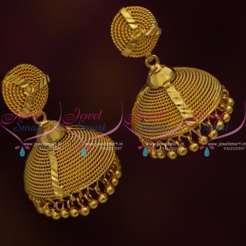 E0296 Screw Lock Spiral Design Gold Plated Fancy Jhumka Online Latest