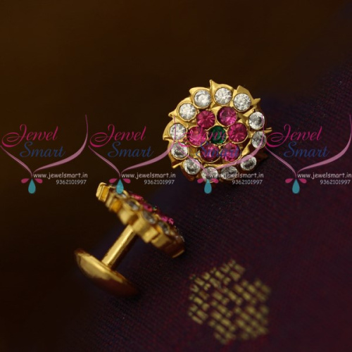 ER10387 Small Size AD Multi Colour Stones Thick Metal Handmade Screw Back Ear Studs Traditional Designs