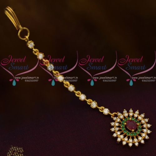 T10404 Small Size Multi Colour AD Fashion Jewellery Hair Accessory NethiChutti South Indian Designs Online