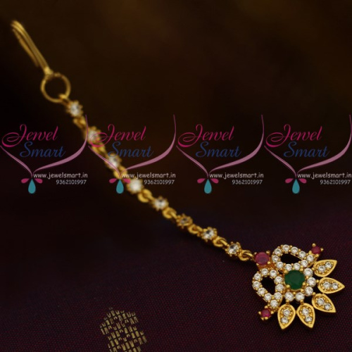 T10411 Multi Colour AD Jewellery Hair Accessory Small NethiChutti South Indian Fashion Collections Online