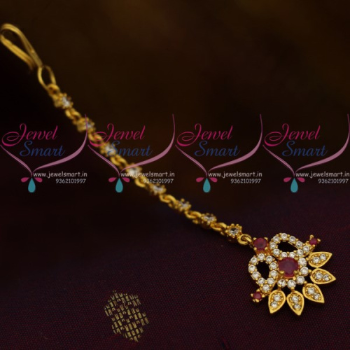 T10412 Ruby White AD Jewellery Hair Accessory Small NethiChutti South Indian Fashion Collections Online