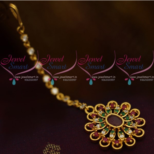 T10422 AD Multi Colour New Design AD Jewellery Short NethiChutti Traditional Collections Online