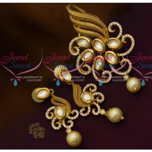 PS10512 Dull Gold Finish Kundan CZ Fusion Fashion Jewellery Pendant Earrings Buy Online