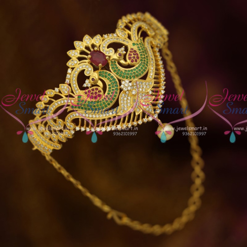 AR10567 AD Jewellery Belt Vanki Bajuband Latest Adjustable Ruby Green White Stones Gold Plated Ethnic Designs
