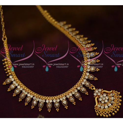 NL10594 AD White Marquise Stones Flexible South Indian Handmade Gold Finish Jewellery Set Shop Online