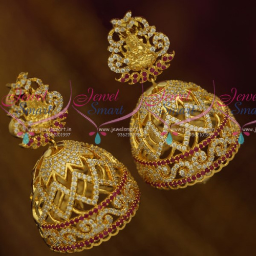 J10525 AD Temple Jewellery Big Size Jhumka Earrings Partywear Jewellery Online