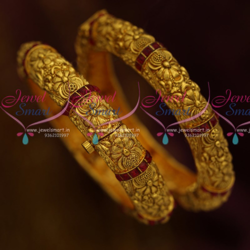 B10586 Screw Open Broad Nakshi Antique Bangles Traditional Imitation Jewellery Collections Online