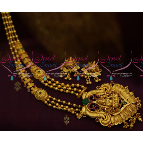 NL10361 Beads Model Gold Look One Gram Temple Traditional Jewellery Design Medium Haram Necklace Online