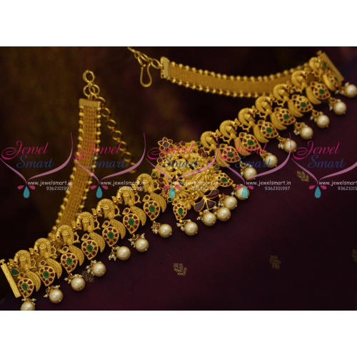 H10447 One Gram Gold Plated Temple Nakshi Vaddanam Flexible Belt 32 Inches Traditional Wedding South Indian Jewellery