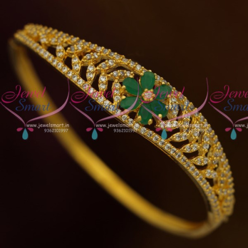 B10766 Small Size Fancy AD White Emerald Stones Thin Open Type Kada Stylish Fashion Jewellery Buy Online