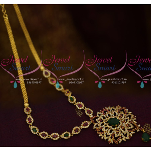 NL10664 South Indian Imitation AD Jewellery Medium Haram Multi Colour Stones Low Price Collections