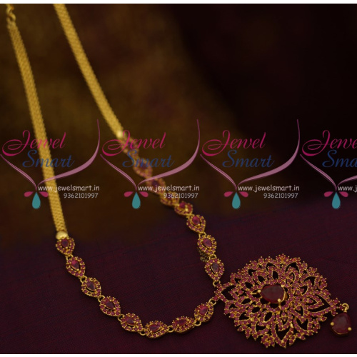 NL10666 South Indian Imitation AD Jewellery Medium Haram Full Ruby Stones Low Price Collections