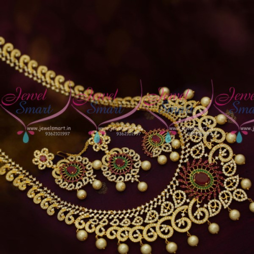 NL10811 Broad Bridal Haram Latest Semi Precious Stones Traditional Jewellery Models Online