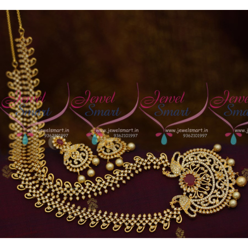 NL10754 Fancy Gold Plated Latest Imitation Haram AD Fashion Jewellery Collections Online