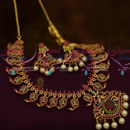 NL10759 Mango Design Traditional Finish South Indian Imitation Jewellery Set Shop Online
