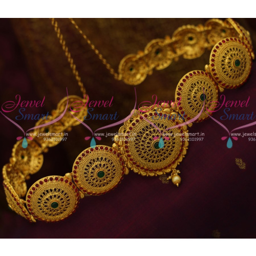 H10747 Wedding Jewellery Kemp Vaddanam Latest South Indian Traditional Oddiyanam Online