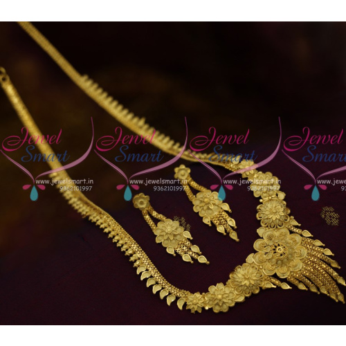 NL10680 Light Matte Gold Thin Delicate Floral Design Fancy Gold Plated Haram Designs Screwback Earrings Online