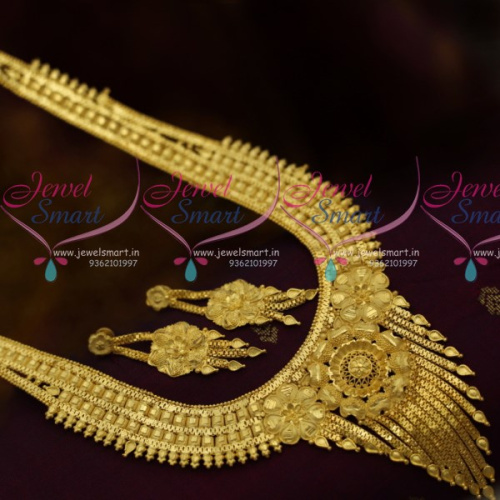 NL10683 Broad Grand Design Light Gold Plated Matte Finish Fashion Jewellery Haram Online