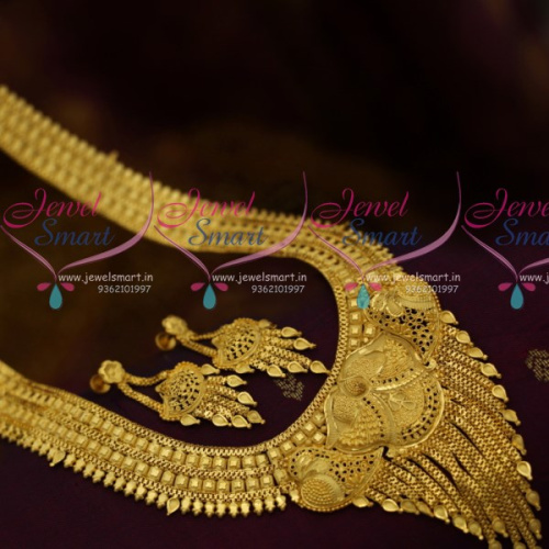 NL10684 Latest Fashion Jewellery Broad Grand Design Light Gold Plated Matte Finish Haram Online