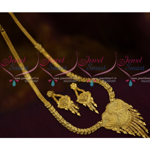 NL10686 Light Gold Thin Simple Matte Plated Medium Haram South Indian Jewellery Online