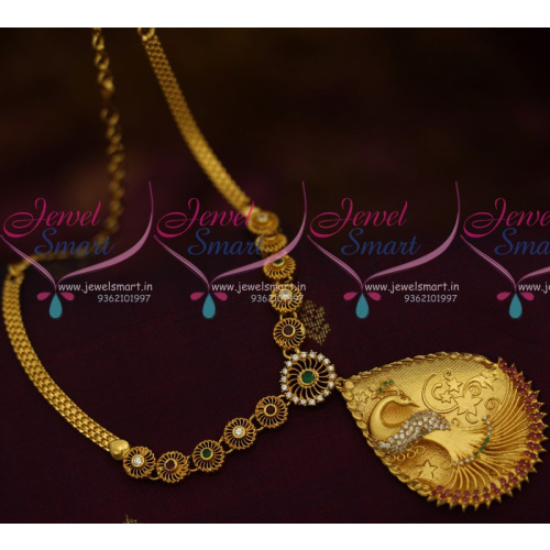 NL10676 Peacock 3D Pendant AD Chain South Indian Handmade Imitation Jewellery Online