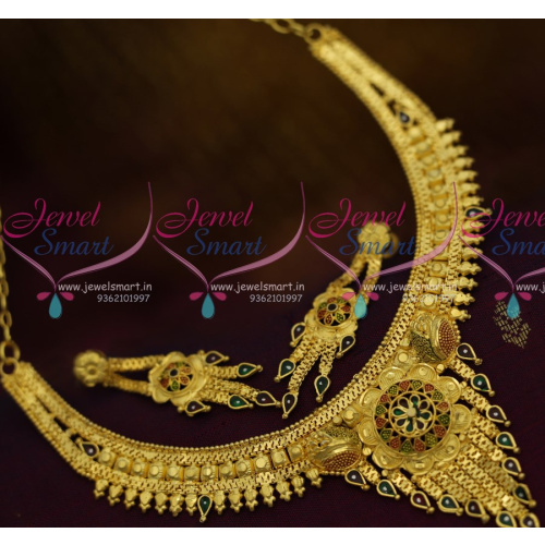 NL10688 Imitation Jewellery Enamel Colour South Indian Traditional Finish Short Necklace Online