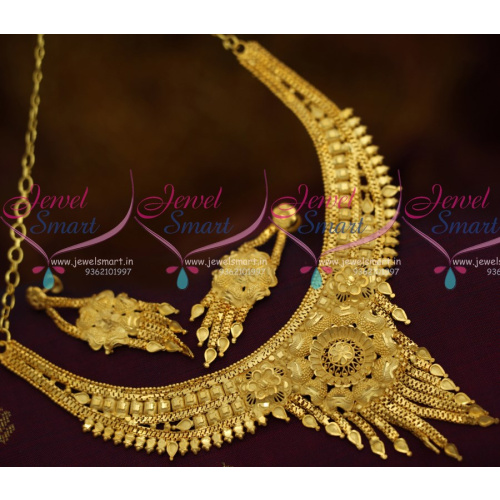 NL10693 Broad Traditional Finish Short Necklace Low Price Jewellery Designs South Indian Online