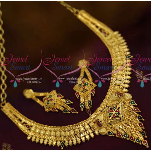 NL10694 Imitation Jewellery Meenakari South Indian Traditional Finish Short Necklace Online