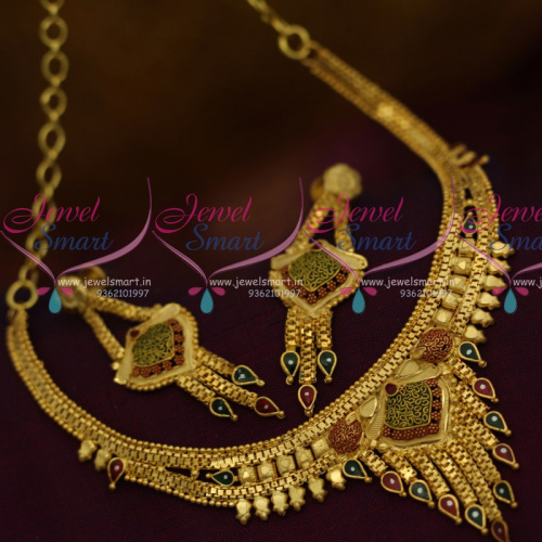 NL10697 Imitation Jewellery Colour Painting Design South Indian Traditional Finish Short Necklace Online