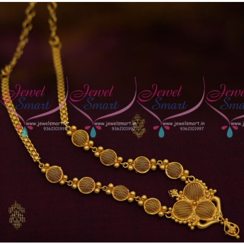 NL10599 Plain Gold South Indian Handmade Low Price Simple Design Short Necklace Daily Wear Jewellery