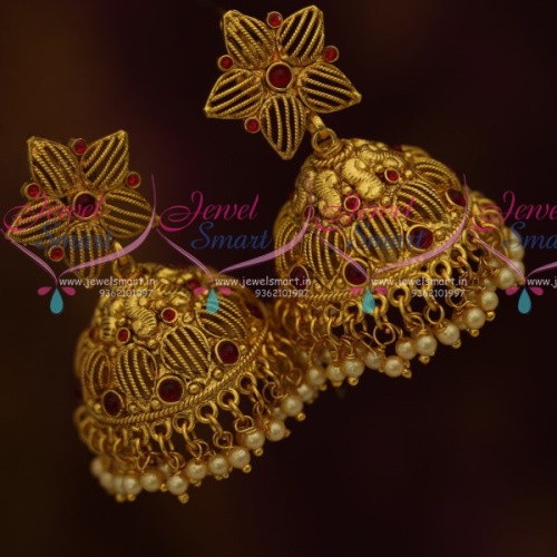 J5601 Kemp Red Big Broad Fancy Jhumka Online Artificial Fashion Jewellery Buy Online
